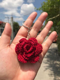 Handmade Crochet Rose Keychain