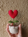 Handmade Crochet Heart Flower Pot – Cute Love-Themed Desk Decor