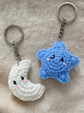 Handmade Crochet Moon & Star Keychain Set