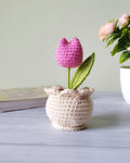 Handmade Crochet Tulip Pot – Aesthetic Mini Flower Decor