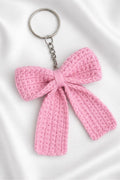 Handcrafted Crochet Pink Bow Keychain